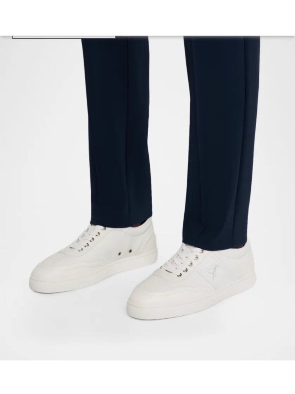 Christian Louboutin Retero White Leather Sneakers With Signature Logo & Lace-Up